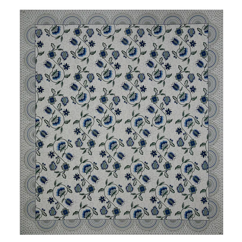 Aishaani Ethnic Cotton Bedsheet (Grey,Blue) - 180 TC media 5