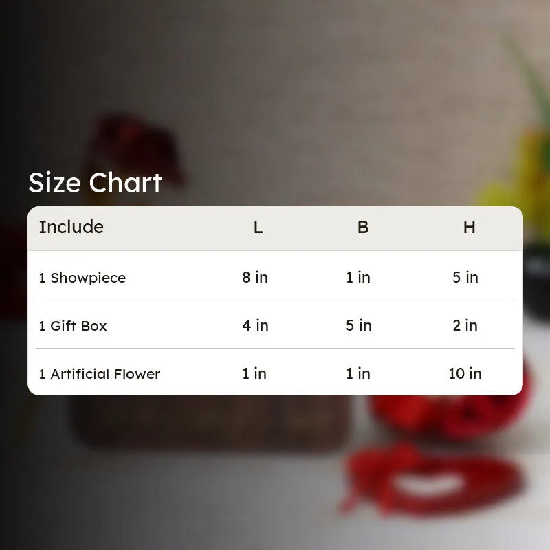Size chart image for the three-piece gift set