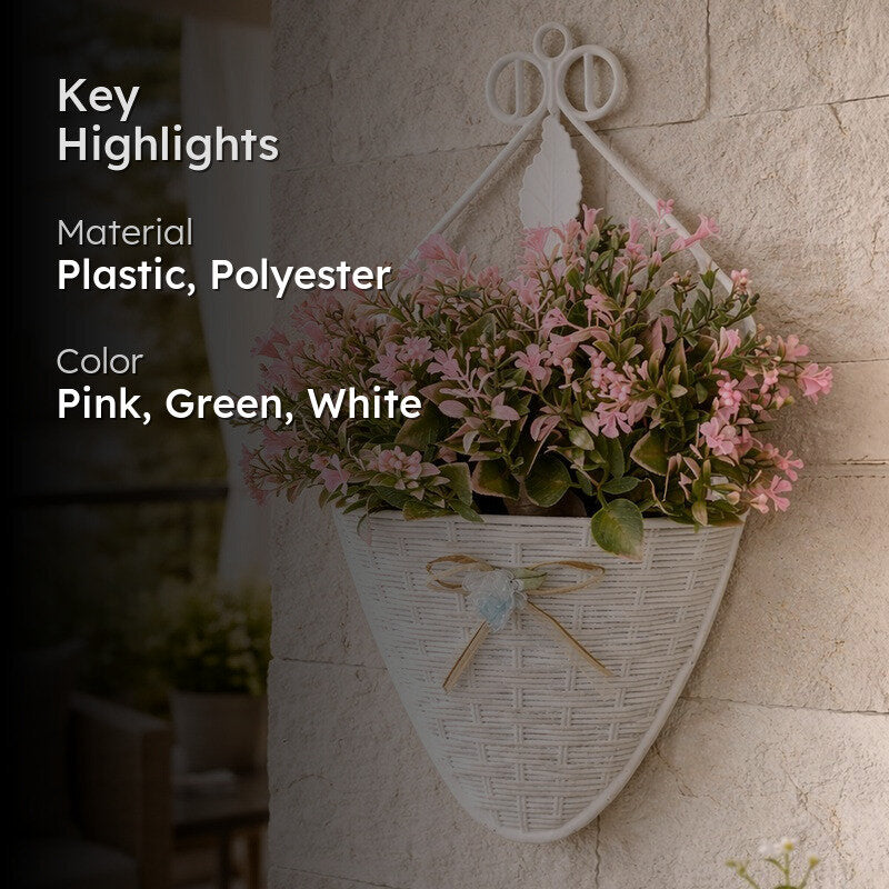 Softline Jasmine Artificial Flower With Wall Pot (Pink) - Set Of Two media 2