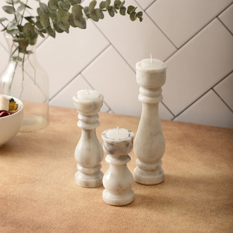 Calcutta Carve Marble Candle Holder - Set Of Three media 4