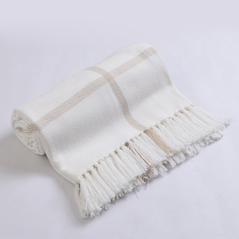 Nordic Nights Knitted Cotton Throw - White & Beige media 5