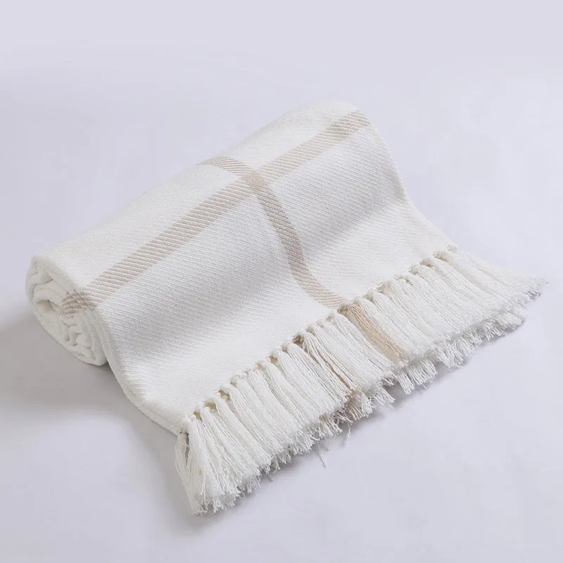 Nordic Nights Knitted Cotton Throw - White & Beige media 5