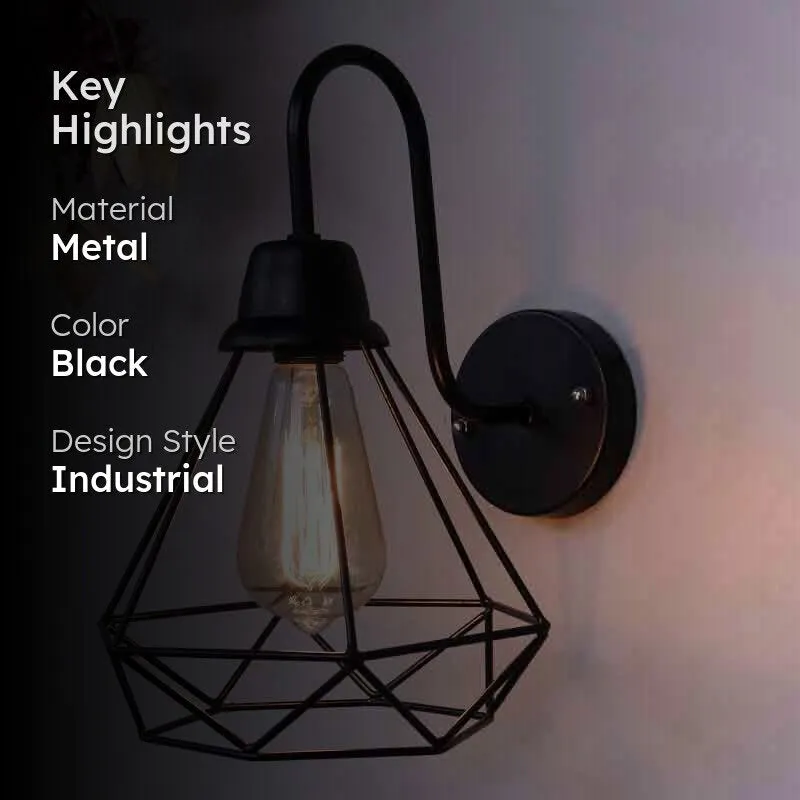 Dapper Diamond Metal Wall Lamp - Black media 2