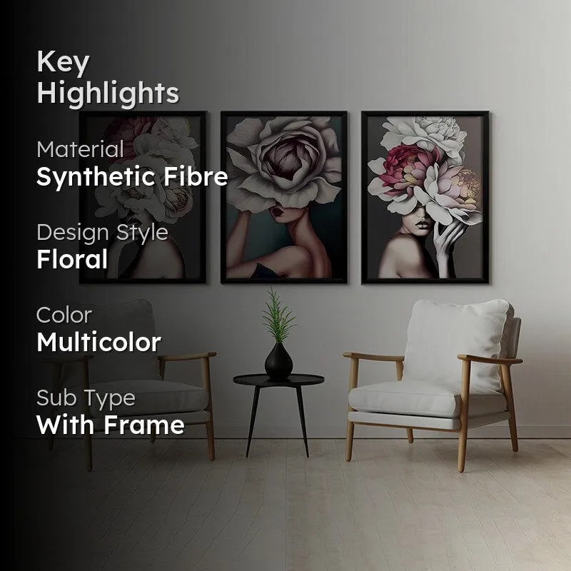 Veiled Petals Wall Art With Frame - Set Of Three media 2