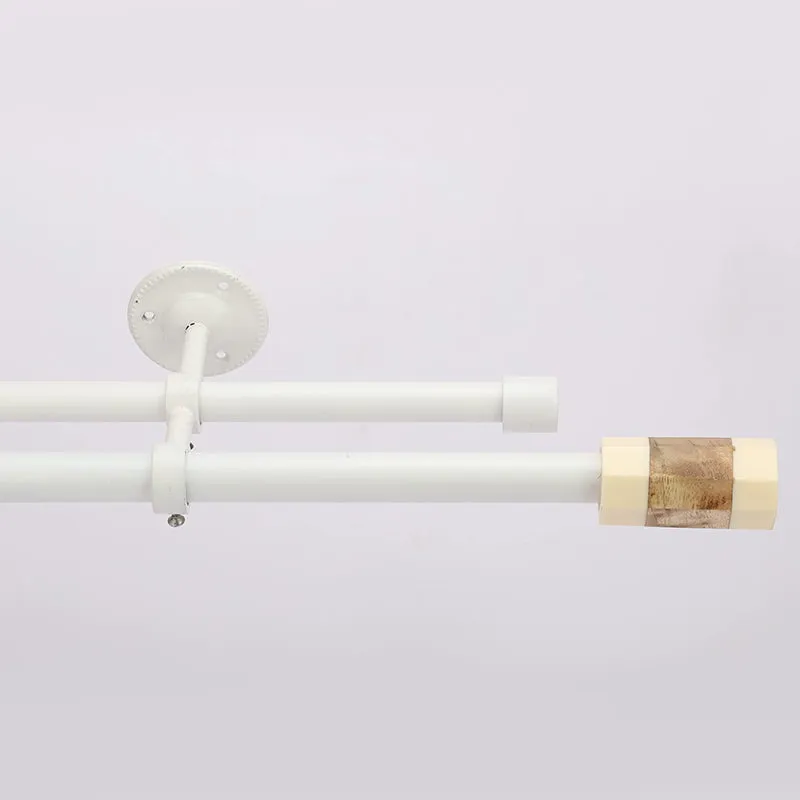 Opaline Duo Extendable 1" Double Curtain Rods With Round Finial & Brackets media 3