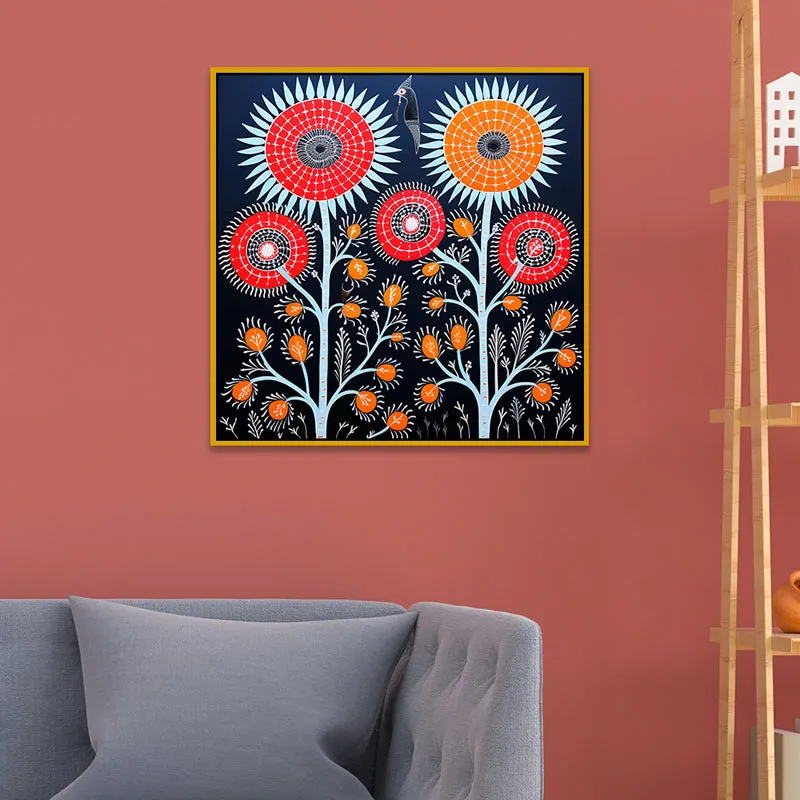 Fleura Pattern Canvas Wall Art With Frame media 5