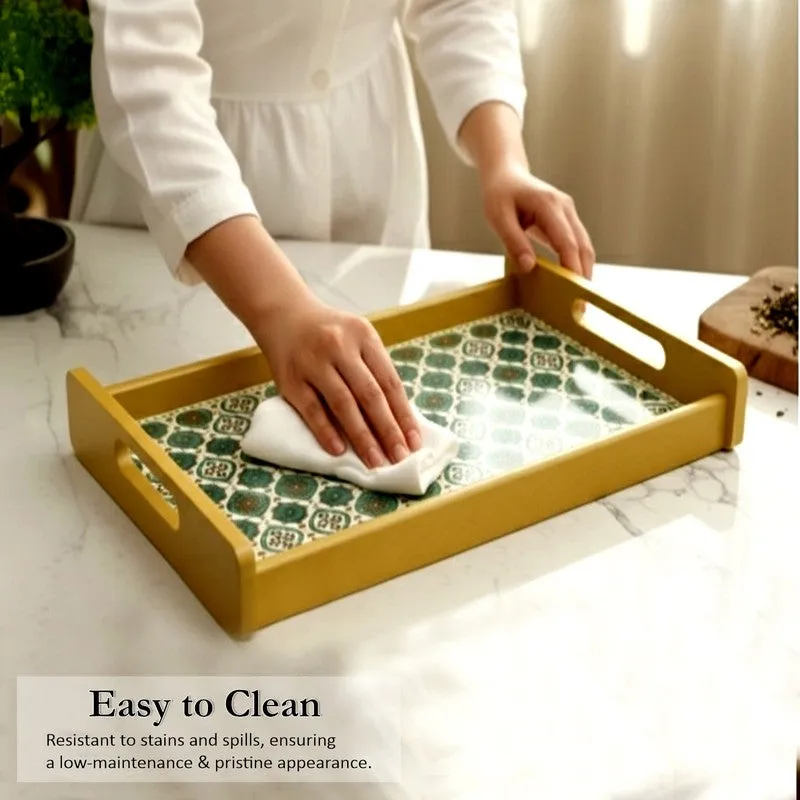 LuxeLeaf Serving Tray with 4 Coasters - Five Piece Set media 4