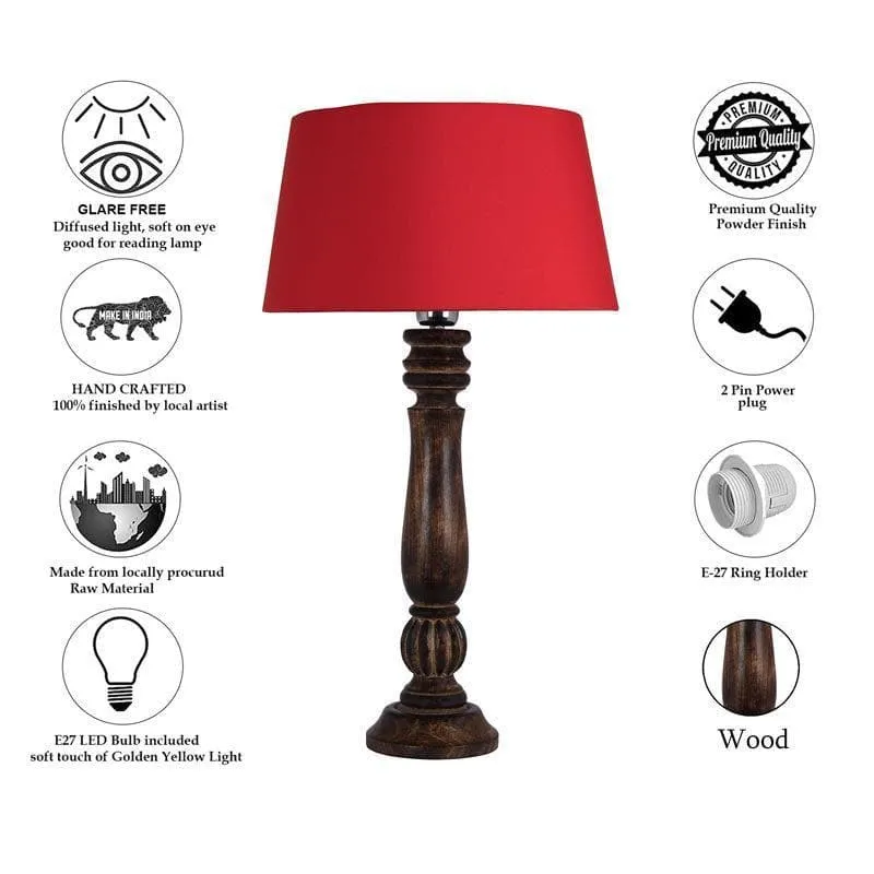 Vintage Victorian Fabric Table Lamp - Red,Brown media 6