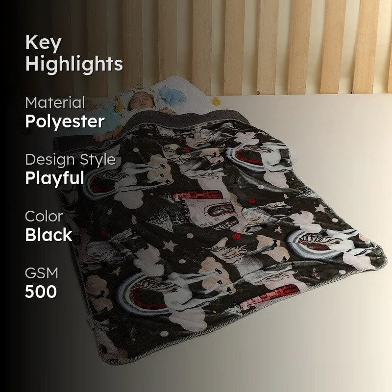 Monte Carlo Dreamy Unicorn Kids Blanket (Black) - 500 GSM media 2