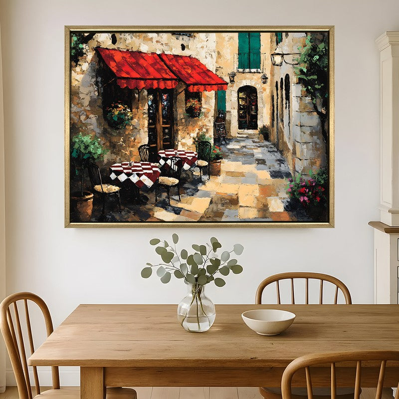 Corner Cafe Canvas Wall Painting With Frame