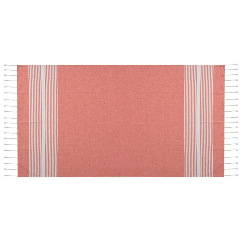 Loomera Striped Cotton Bath Towels (Orange & Pink) - Set Of Two media 6