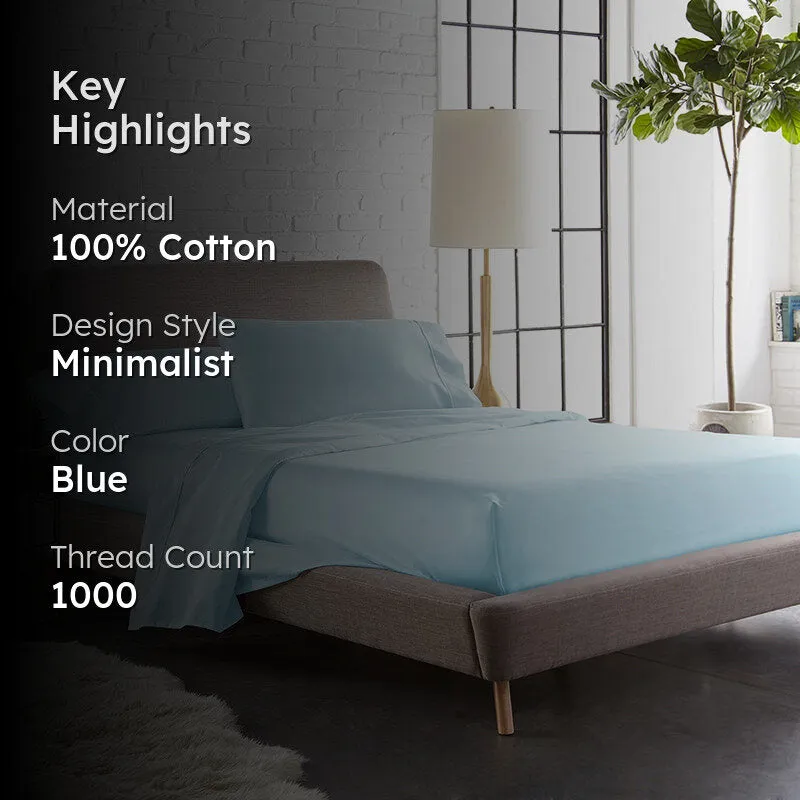 Maison Cotton Duvet Cover(Pale Blue) - 1000 TC media 2