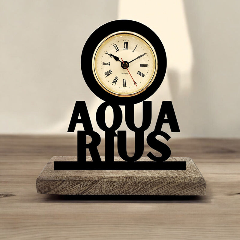 Aquarius Zodiac Analog Table Clock