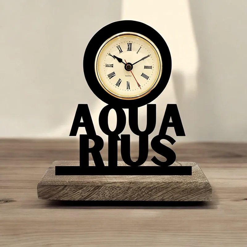 Aquarius Zodiac Analog Table Clock media 1
