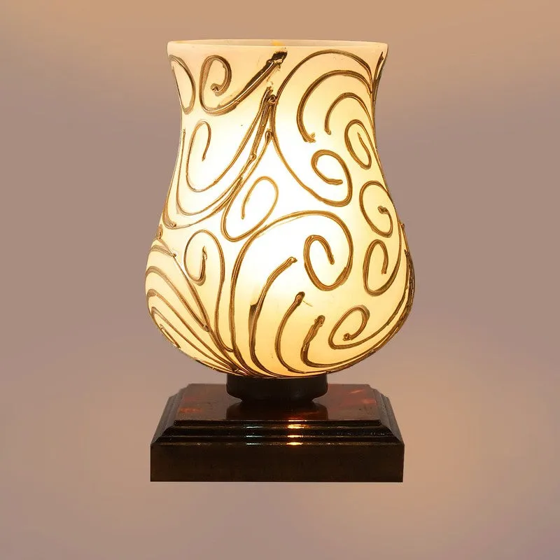 Spark Mosaic Glass Table Lamp - White & Gold media 8
