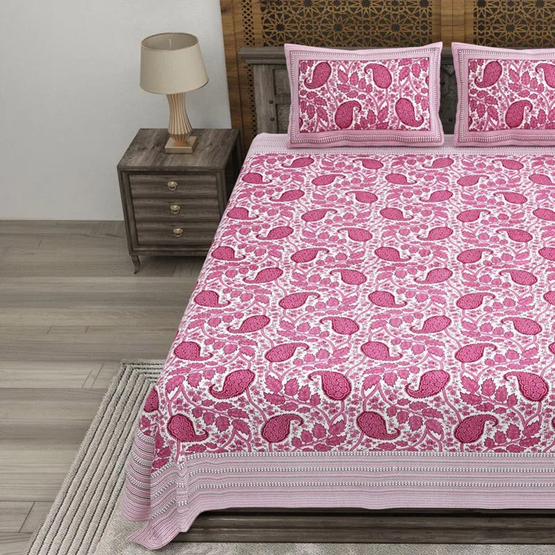 Shapea Cotton Bedsheet (Pink) - 240 TC media 3
