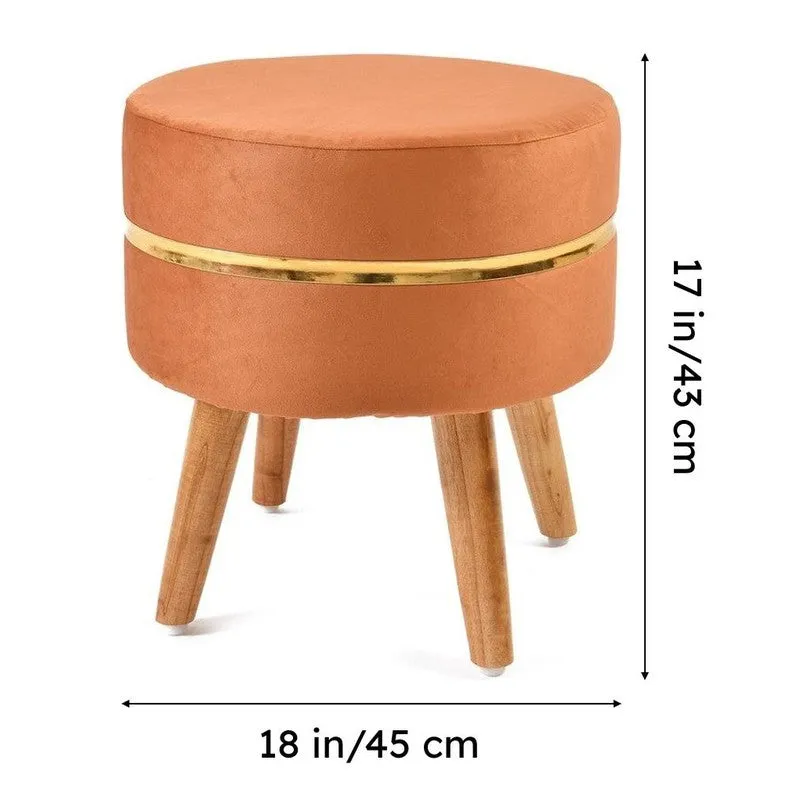 Classic Solid Velvet Ottoman - Orange media 8