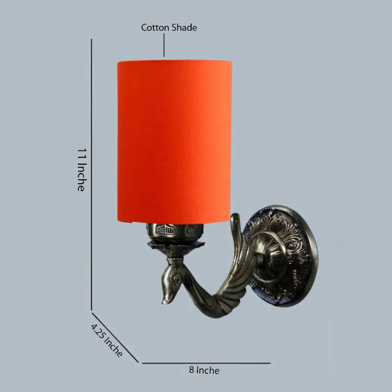 Amro Retro Cylindrical Fabric & Metal Wall Lamp - Orange media 5