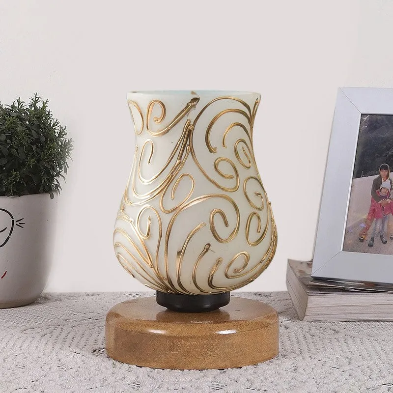 Aurora Mosaic Glass Table Lamp With Wooden Base - Multicolor media 4