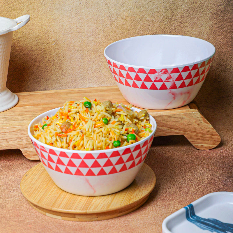 Jisho Melamine Snack Bowl (Pink/750 mL) - Set Of Two