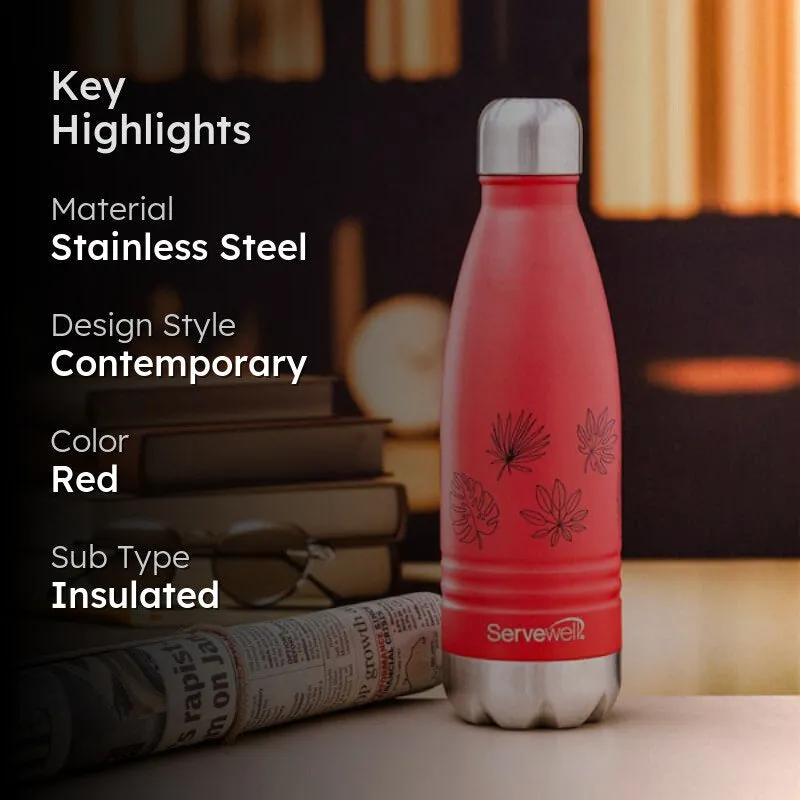 Leafy Mate Hot & Cold Thermos Bottle (Red) - 500 mL media 2