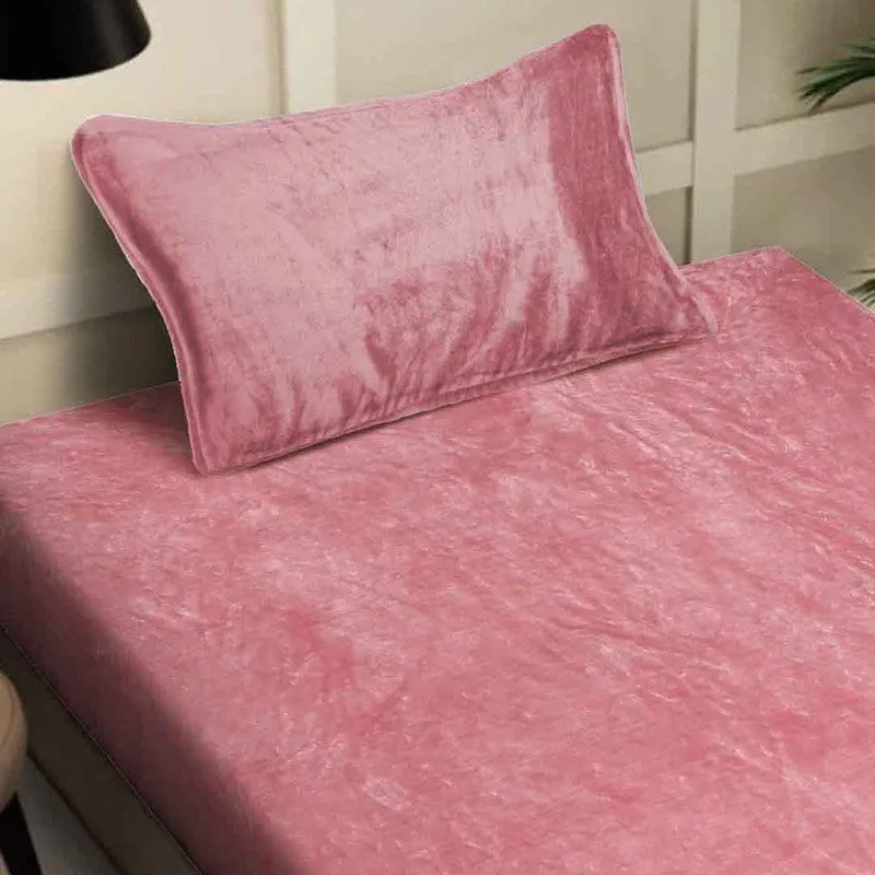 Gentle Rest Fleece Bedsheet (Peach) - 180 GSM media 4