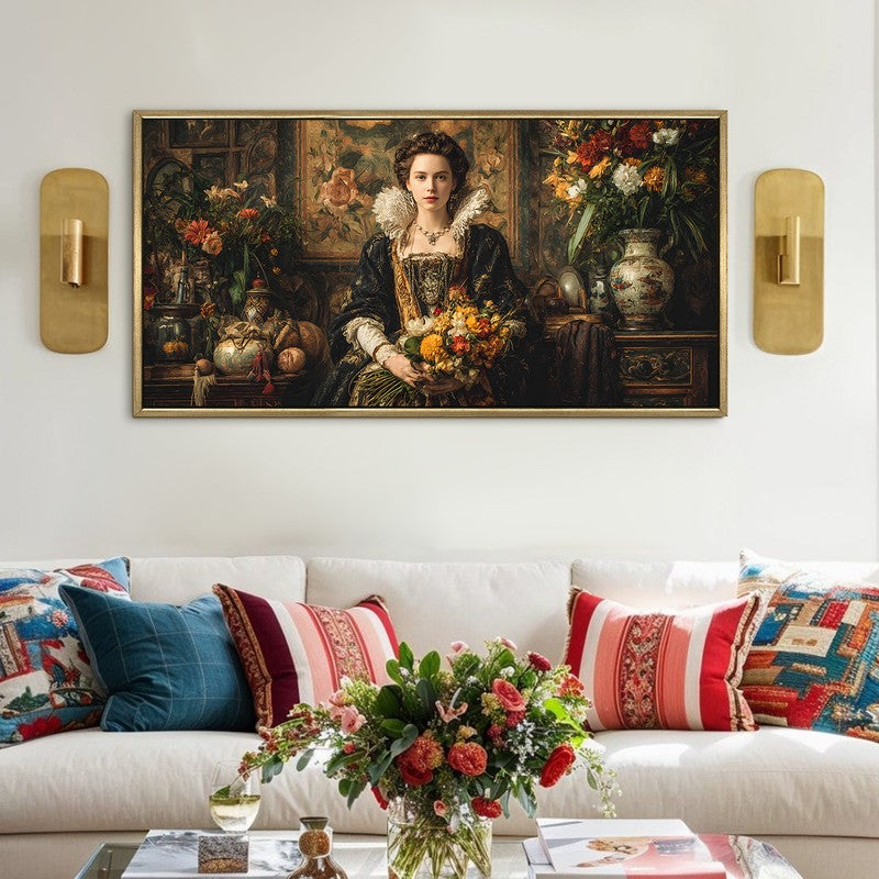 Gilded Bouquet Canvas Wall Painting With Frame