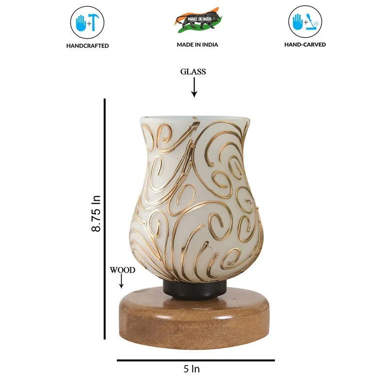 Aurora Mosaic Glass Table Lamp With Wooden Base - Multicolor media 8