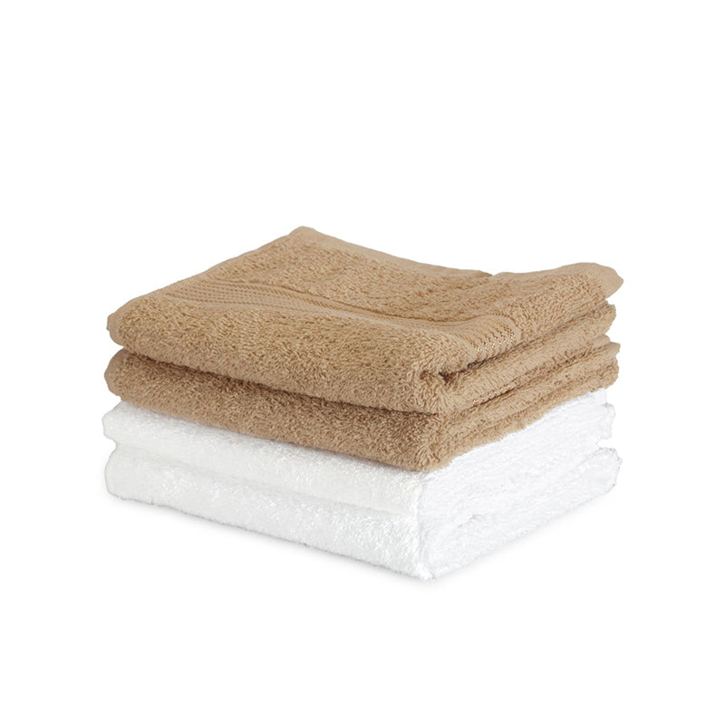 Eva Quick Dry Hand Towel (White & Taupe) - Set Of Four media 5