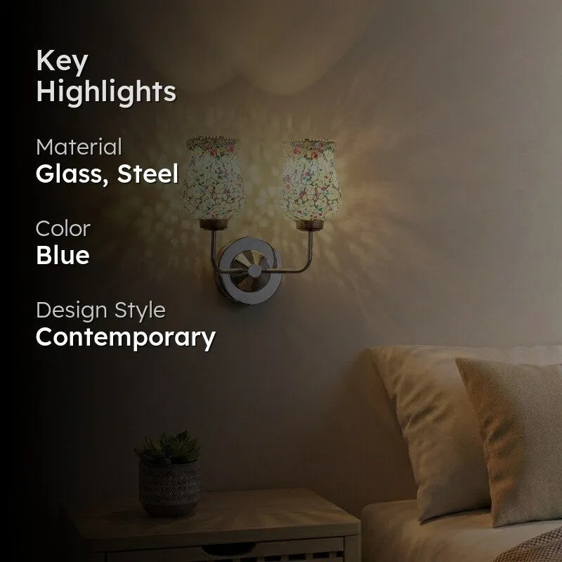 Tessera Glow Ice Crackle Glass Wall Lamp - Blue - 2