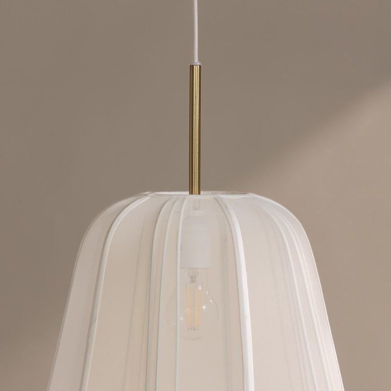 Fig Living Luxe Collection Fabric Ceiling Lamp - Ivory,Gold media 4