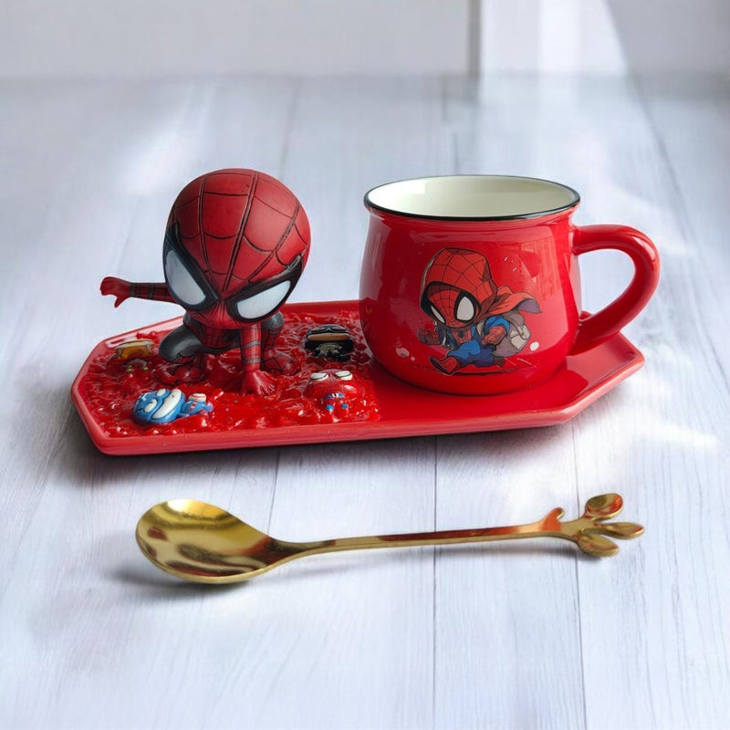 Spider Hero Ceramic Coffee Mug With Tray (180 mL) - 180 mL
