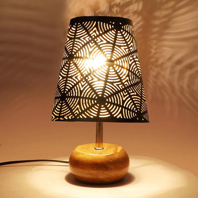 Astrova Etched Metal Table Lamp - Black,Brown media 1