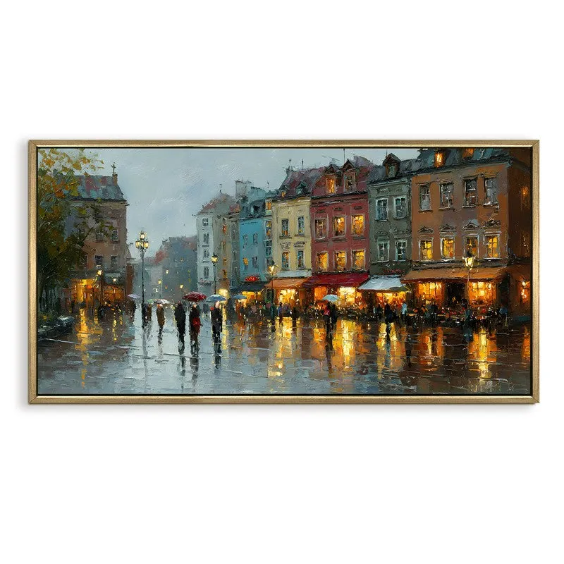 Rainlit Streets Canvas Wall Painting With Frame media 3