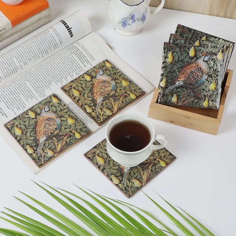 Plumora Wooden Coaster with Stand - Seven Piece Set media 1