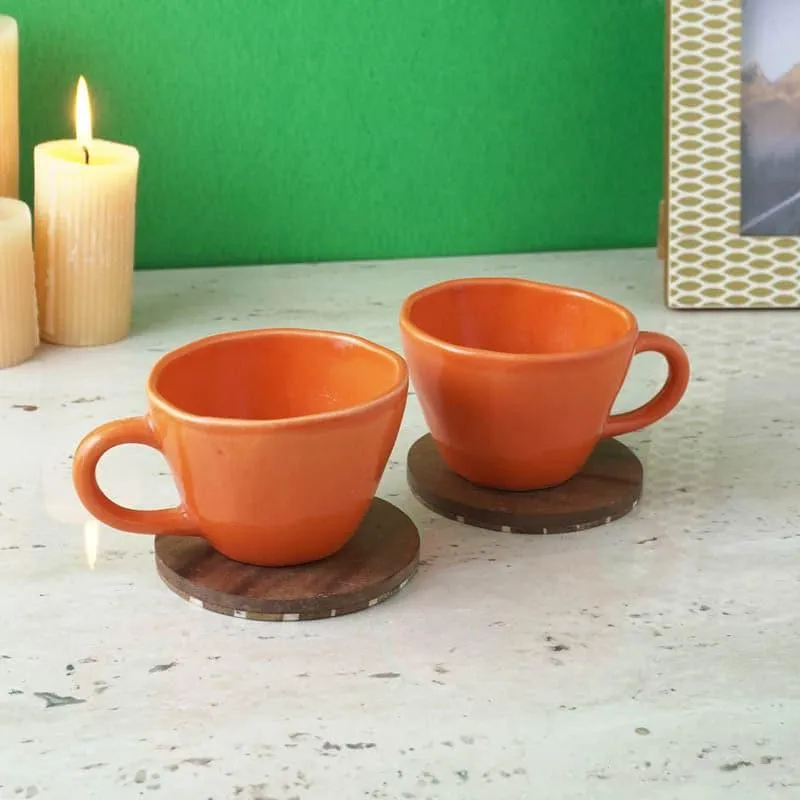 Vance Ceramic Coffee Mug (250 mL/Orange) - Set of Two media 1