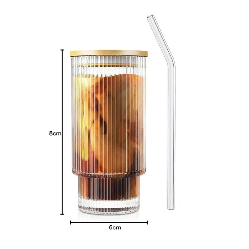 Stylish Glass Can Mug with Wooden Lid & Straw media 9