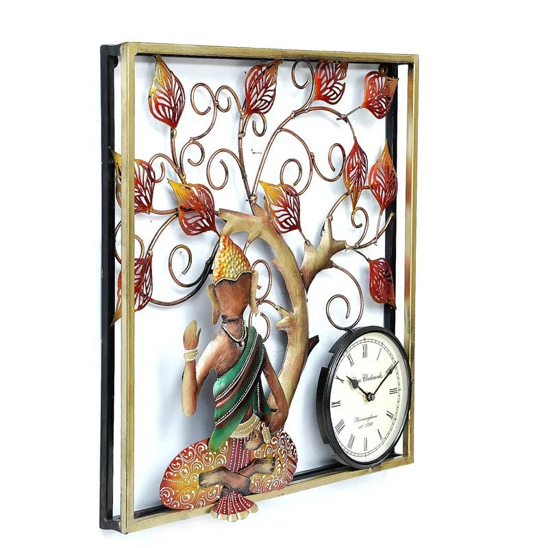 Buddha Tree Frame Artwork Metal Wall Clock media 5