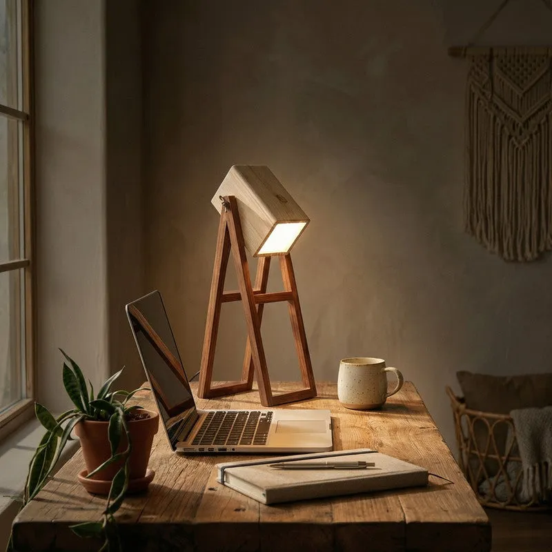 QuietBeam Wooden Table Lamp - Brown media 1