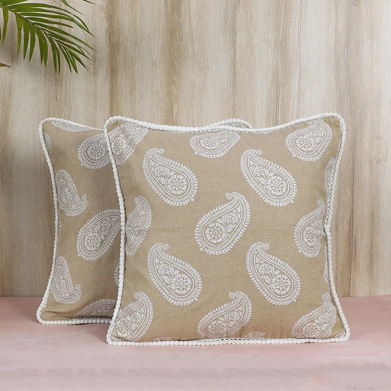 Swayam Zari Printed Cushion Cover - Set of Two media 1