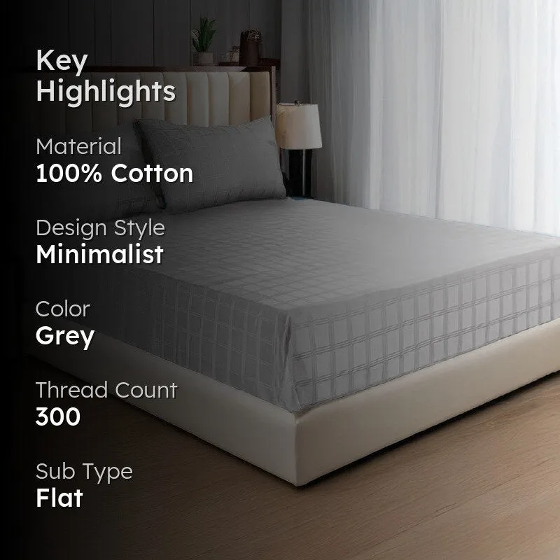 Urban Space MonoGrid Cotton Bedsheet (Grey) - 300 TC media 2