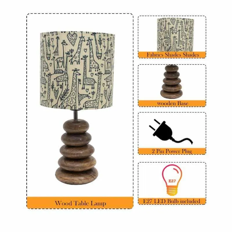 Tall Tales Brown Wood Fabric Table Lamp - Beige,Brown media 6