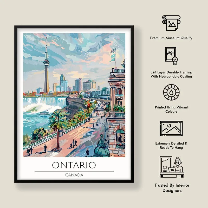 Vintage Ontario Framed Canvas Wall Painting media 8