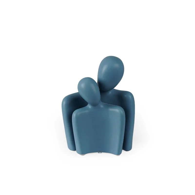 Dual Embrace Abstract Painted Resin Showpiece (Blue) - Set Of Two media 5