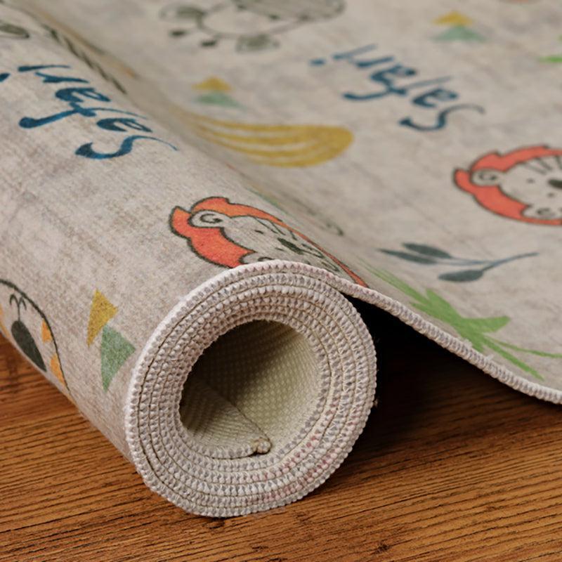 Doodle Zoo Kids Polyester Anti-Skid Carpet - Beige media 8