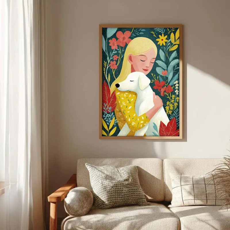 Petals & Paws Canvas Wall Painting - Brown Frame media 6