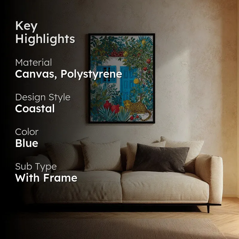 Floravista Botanical Blue Cottage Canvas Wall Painting With Black Frame media 2