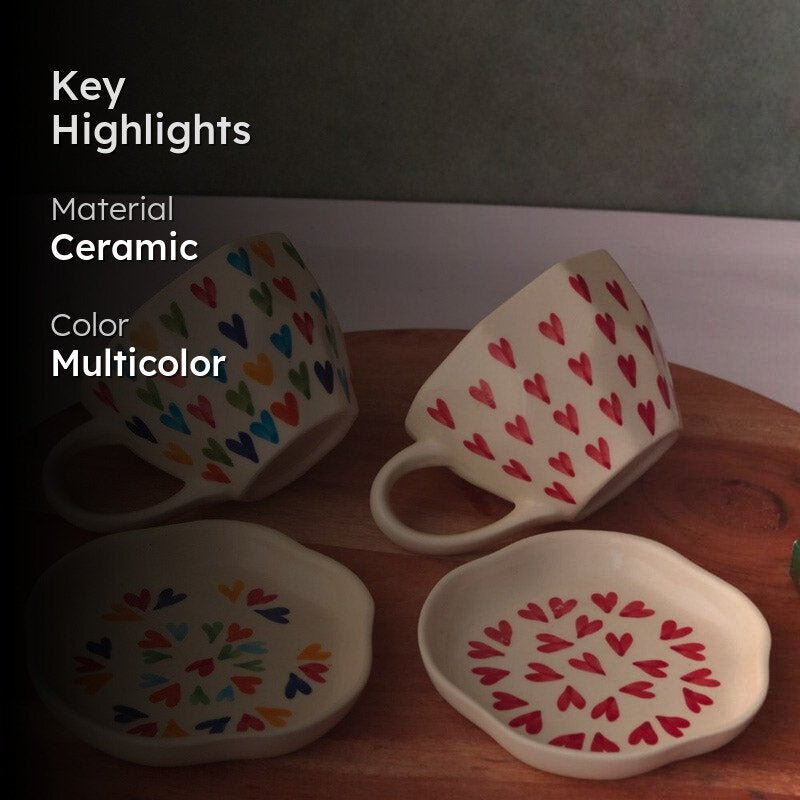 Hearty Mate Cup & Saucer (Multicolor) - Four Piece Set media 2
