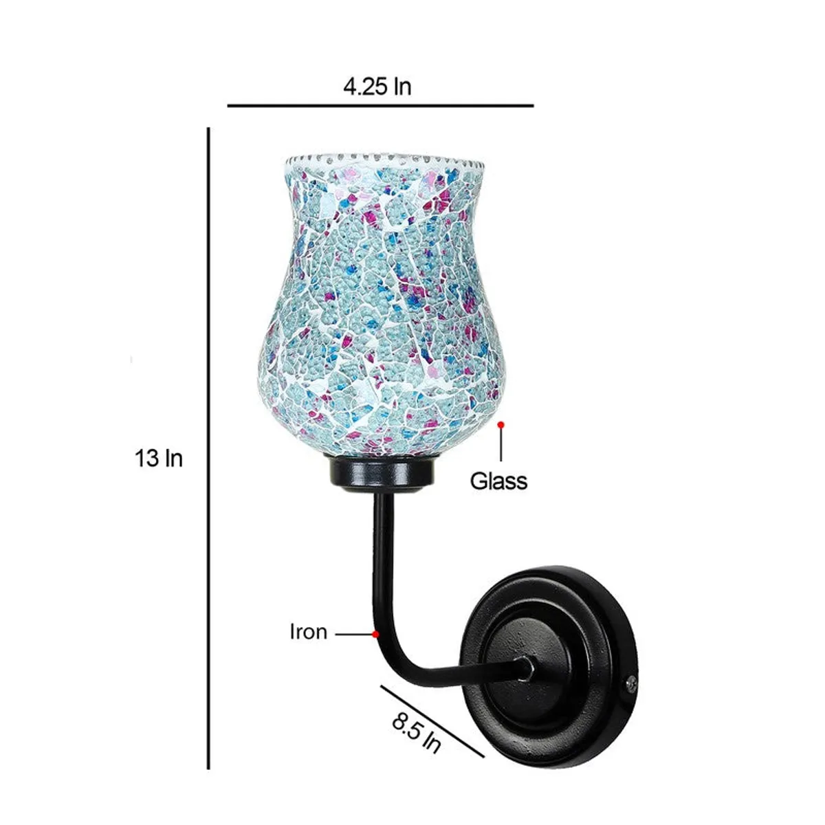 Crystal Mosaic Arc Glass Wall Lamp - Blue - 10