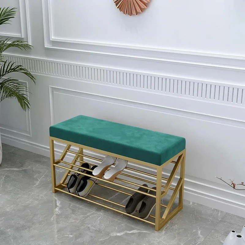 Foldable Metal Shoe Rack - Gold,Green media 3